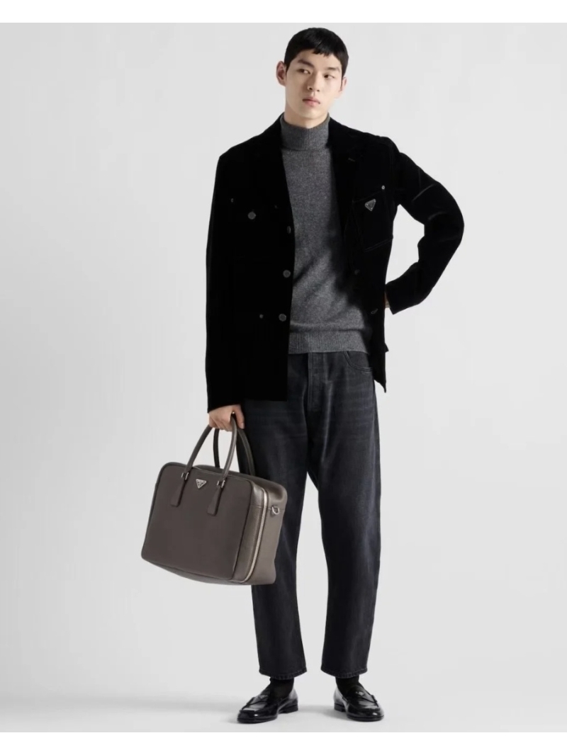 Prada 25SS Imported Luxe Velvet Denim Shirt Jacket