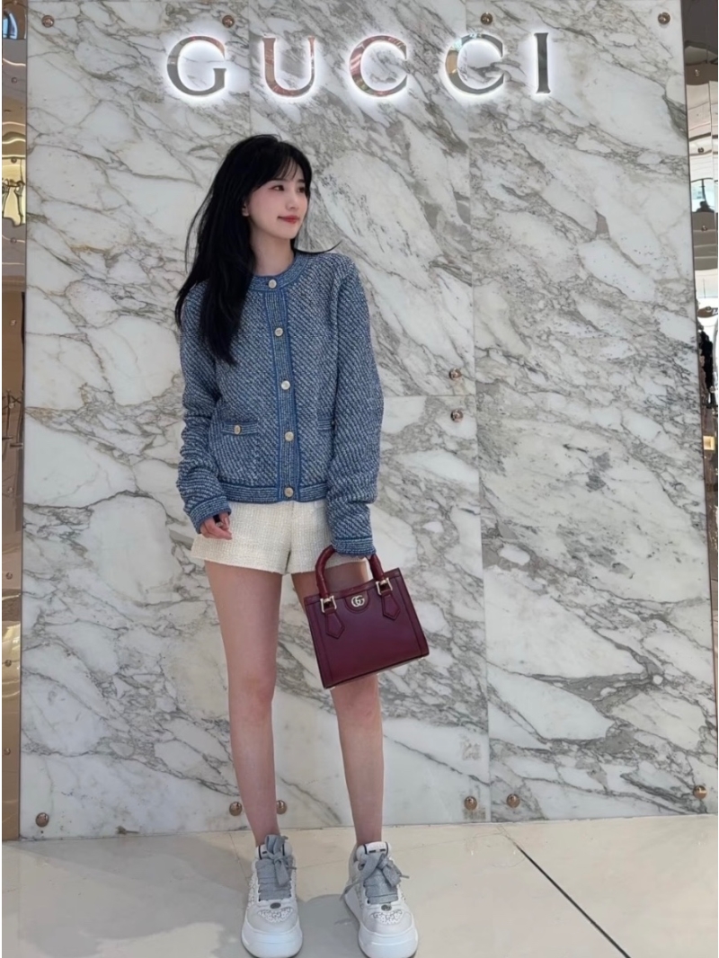 Gucci Early Spring 2025 Blue Knit Tweed Cardigan