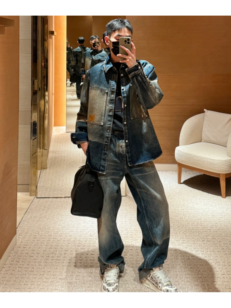 Louis Vuitton LV SS25 Unisex Faded Gradient Washed Denim Jacket Shirt Limited Edition