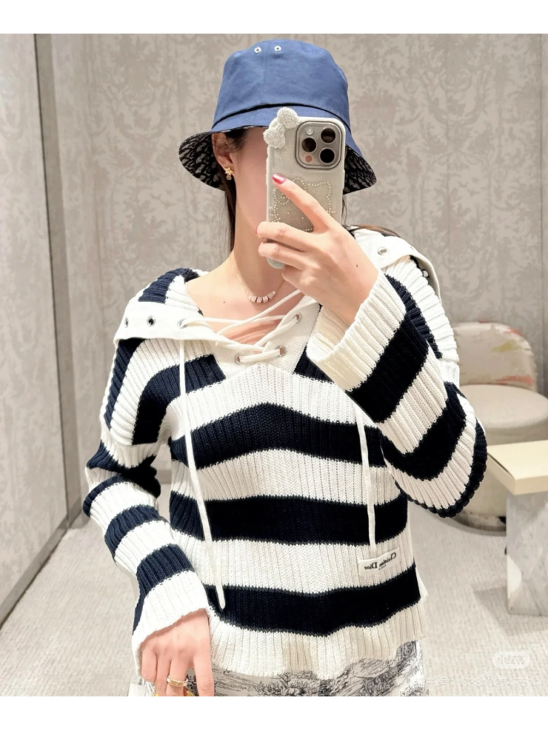 Dior Exclusive Limited-Edition Striped Hooded Knit Sweater