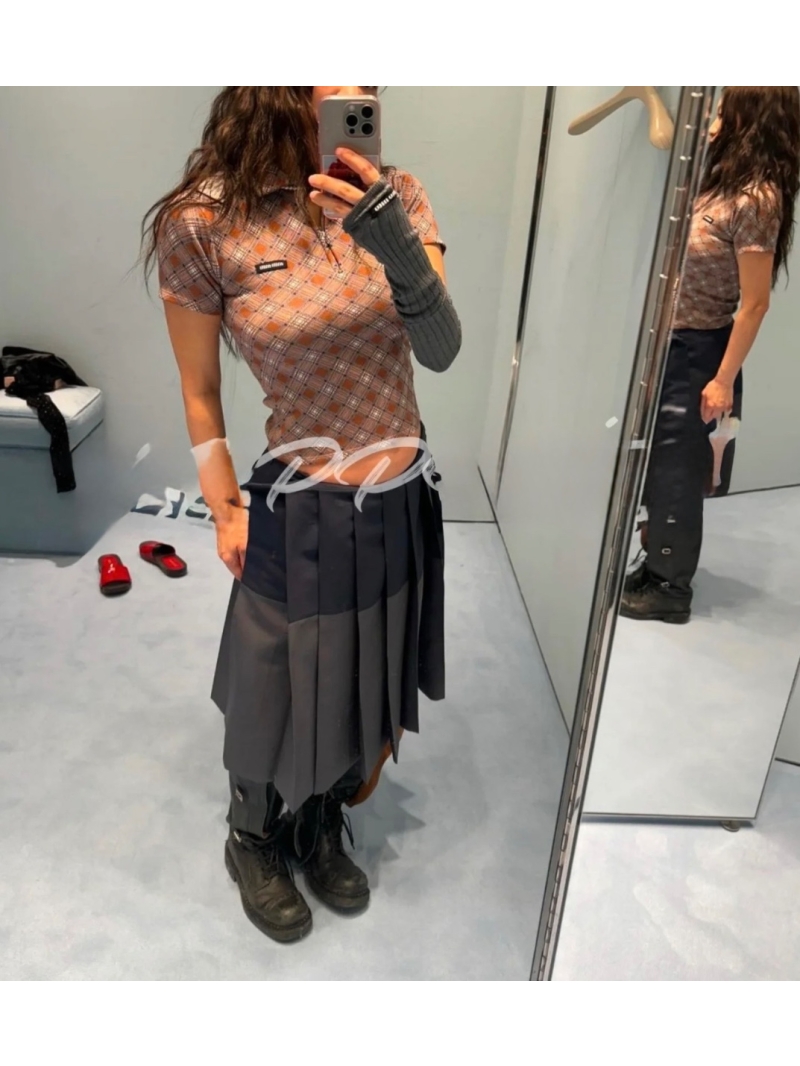 Miu Miu 25SS Colorblock Pleated Skirt
