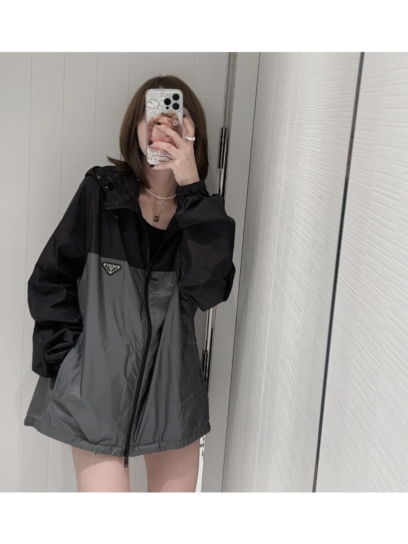 Prada Unisex OS Style Colorblock Hooded Windbreaker Jacket