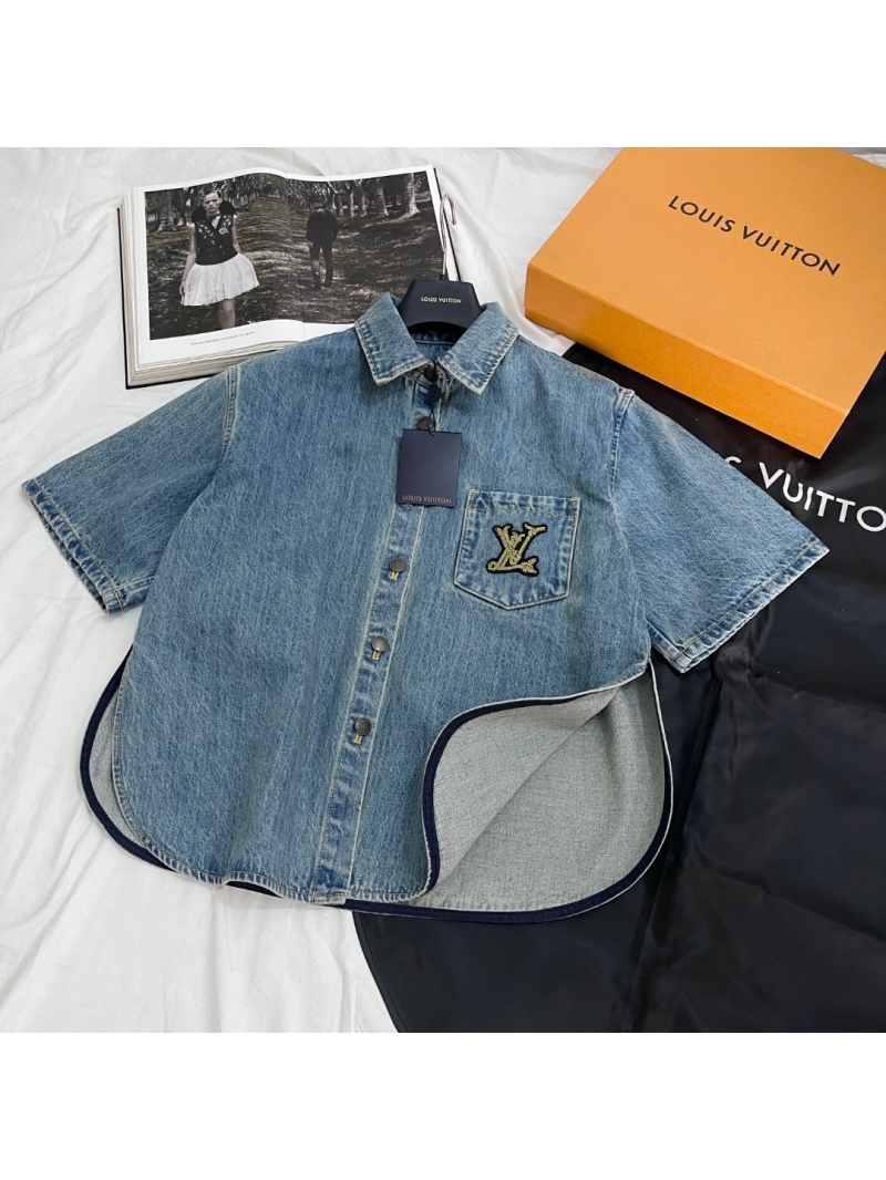 Louis Vuitton Exclusive Limited-Edition Denim Short-Sleeve Jacket with LV Crest Patch