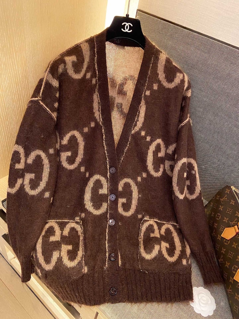 Gucci GG Reversible Mohair Brown Cardigan: Dual-Sided Elegance