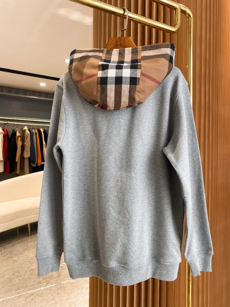 Burberry Unisex Grey Snapshot-Colored Hoodie with Iconic Check Design