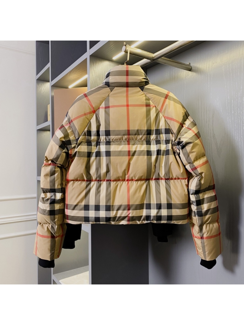 Burberry Check Pattern Short Down Jacket Beige