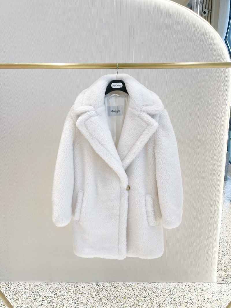 Maxmara Taddy Teddy Coat in Short Milkshake White