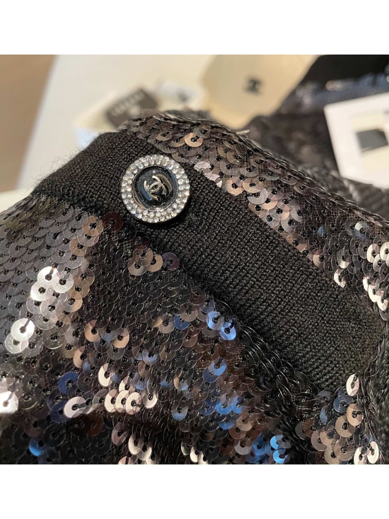 Chanel CC Glittered Sequins Couture Dress - A Black Luxurious Blend of Craftsmanship