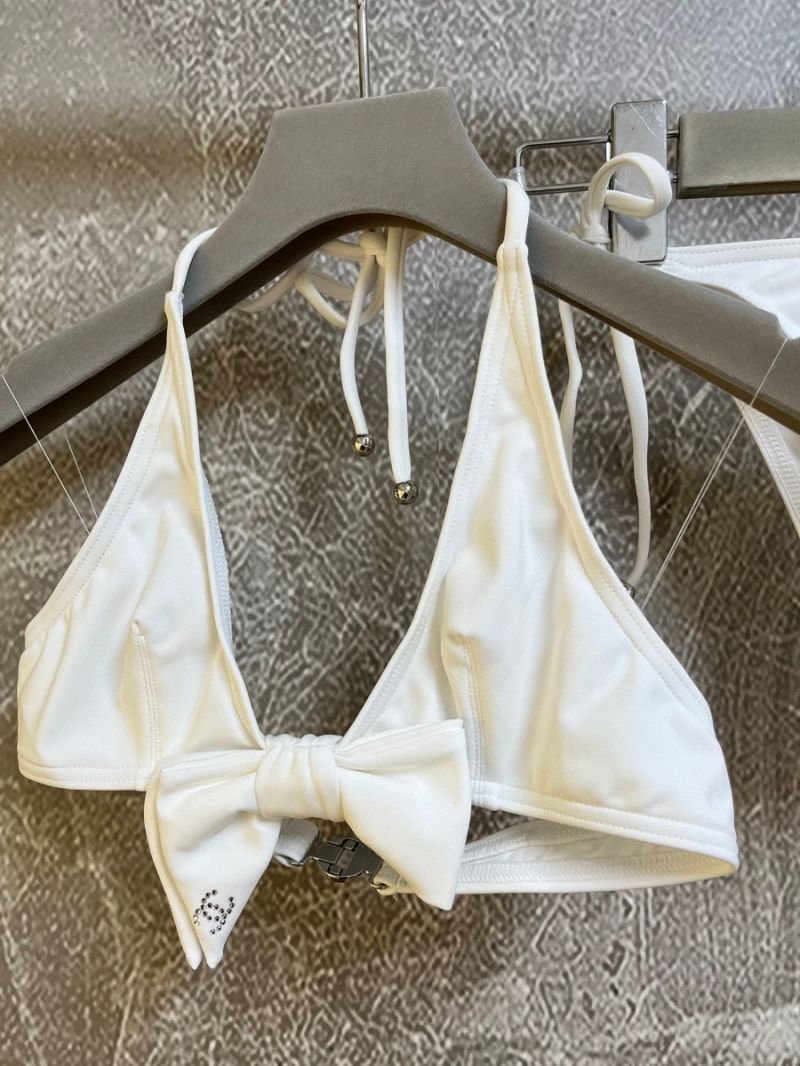 Chanel Beach Vacation Series Bikini Set with Bling Bow Accent White