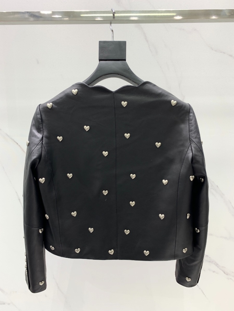 SAINT LAURENT YSL Heart Trim Imported Sheepskin Leather Jacket