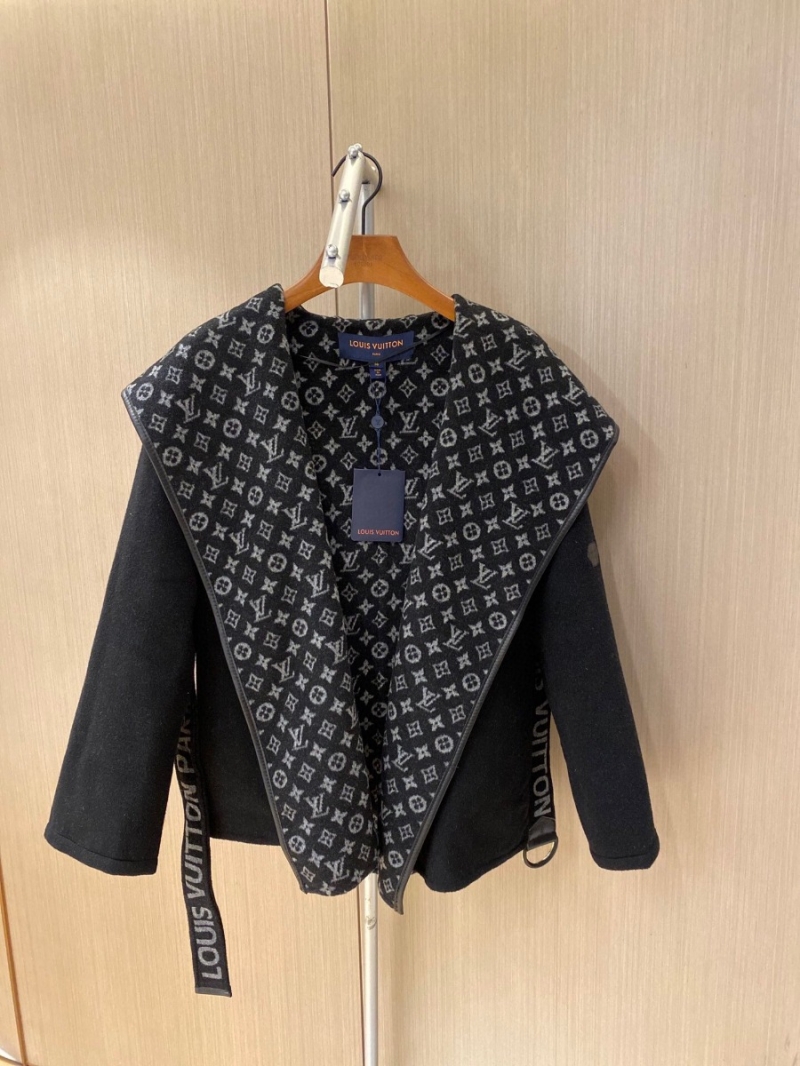 Louis Vuitton "Black" Short Floral Hooded Coat