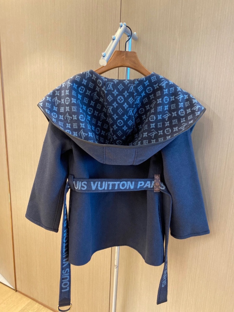 Louis Vuitton "Deep Blue" Short Floral Hooded Coat