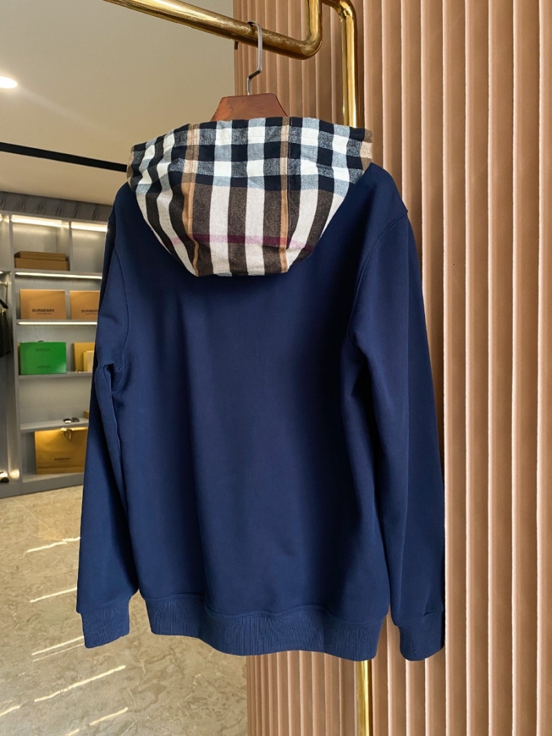 Burberry Unisex Navy Blue-Colored Hoodie with Iconic Check Design
