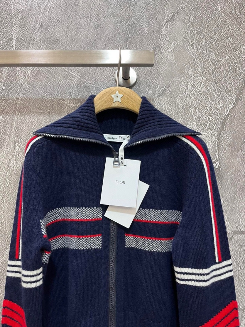 Dior Alps Ski-Inspired Wool and Cashmere Cardigan. Navy Blue