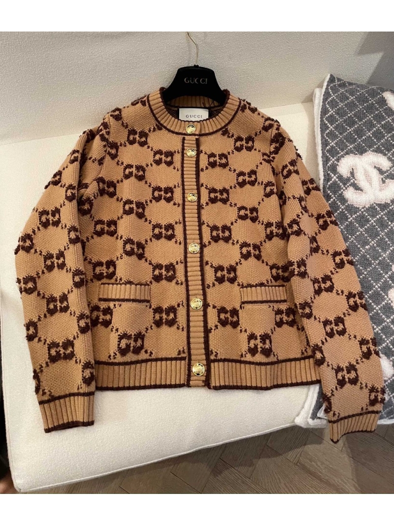 Gucci GG Wool Jacquard Open Cardigan