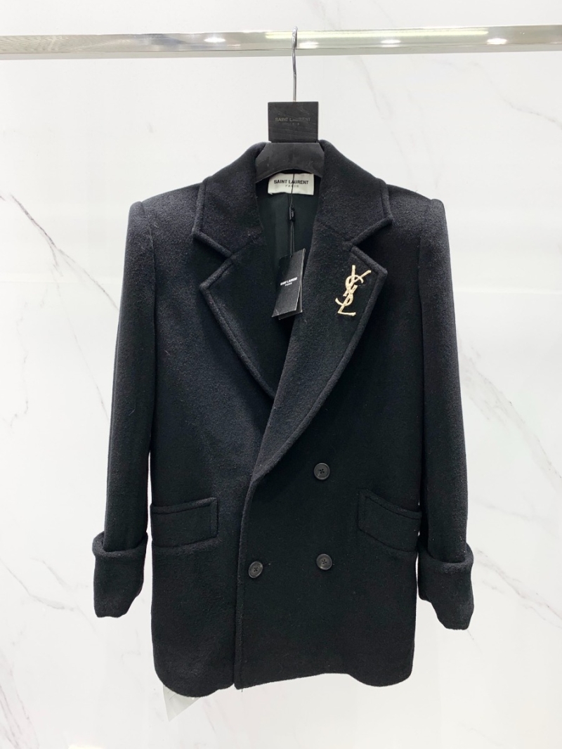 Saint Laurent Double-Breasted Wool Coat - Fall/Winter 2022 Collection