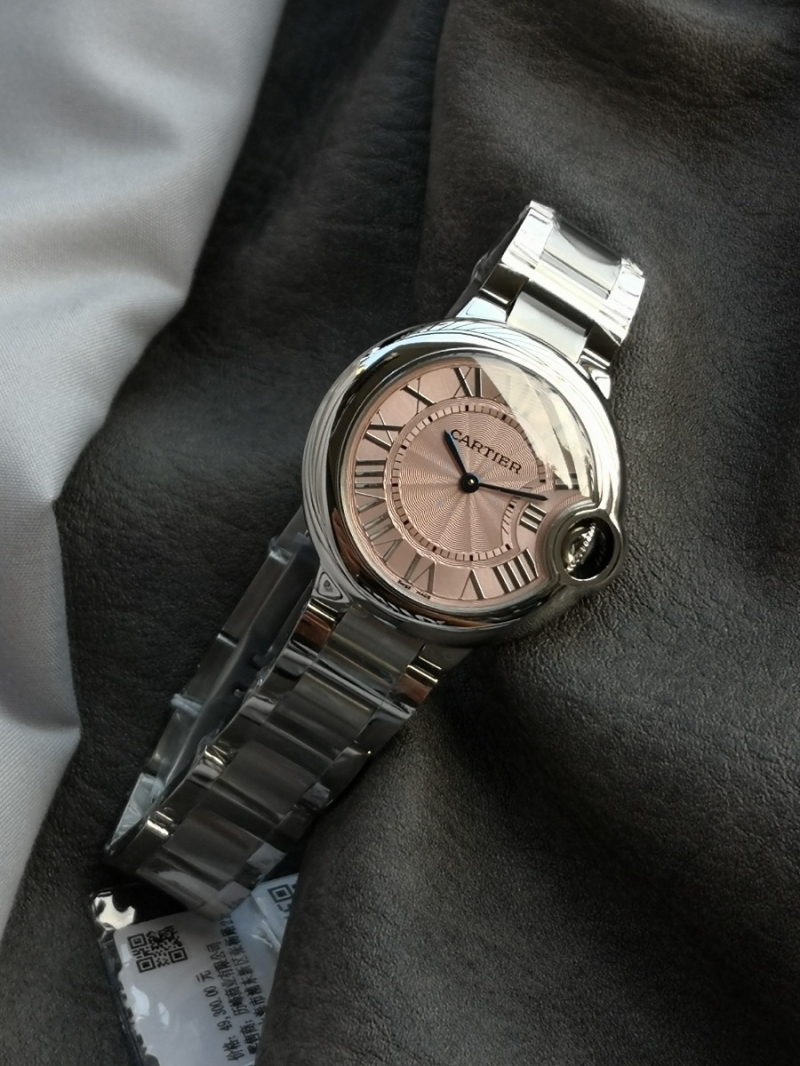 Ballon Bleu De Cartier Watch 33mm Quartz Movement Steel WSBB0047 Pink