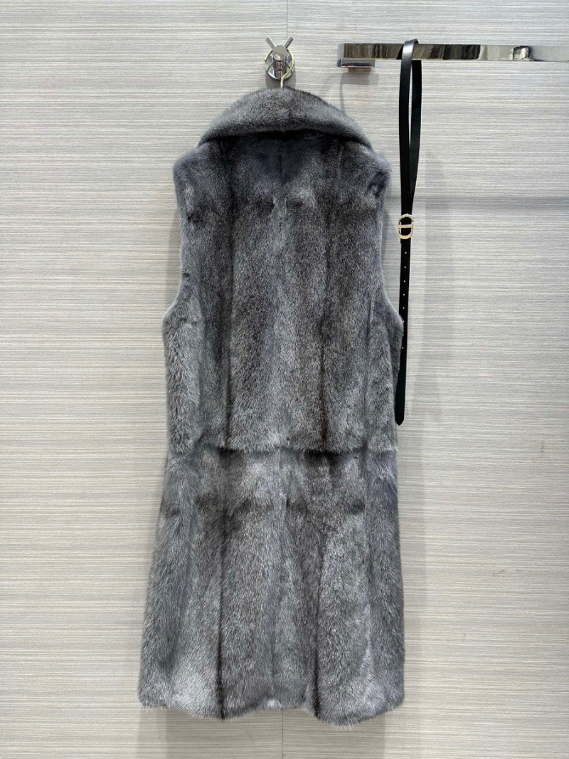 Dior Autumn-Winter Exclusive Midnight Grey Cross Mink Long Vest