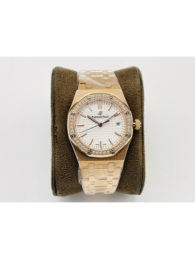 Audemars Piguet AP 34mm Royal Oak Selfwinding with Diamonds 77351 Pink Gold