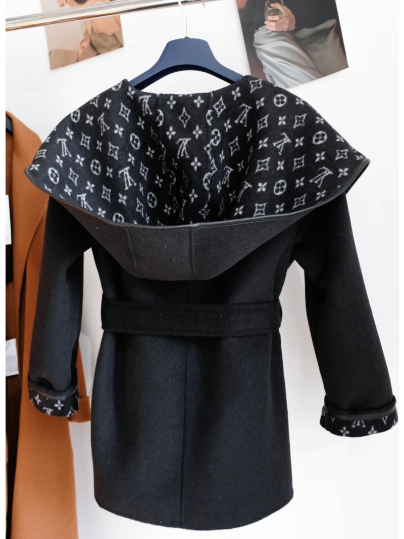 Louis Vuitton LV Classic Monogram Wool Hooded Coat (Short, Reversible) black