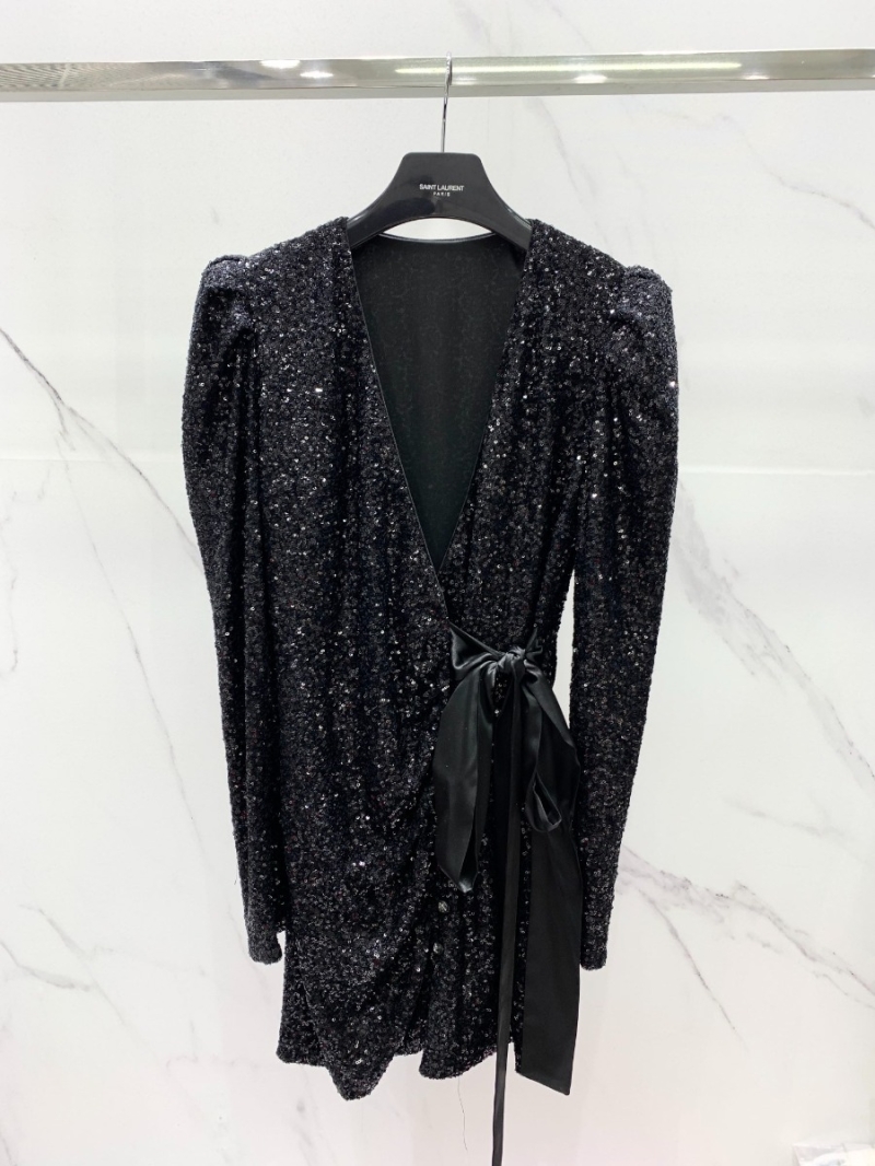 SAINT LAURENT YSL Sequin Pleated Dress