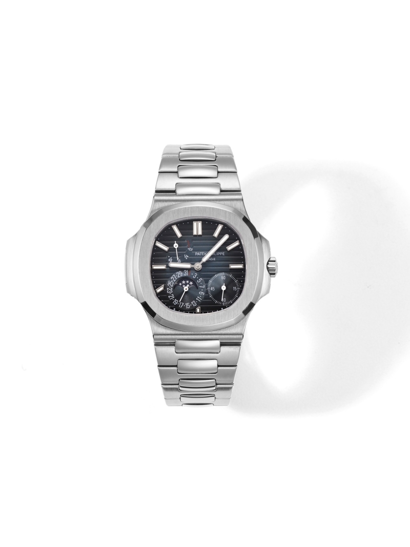 Patek Philippe 5712/1A - 001 Moon Phases - NAUTILUS Self-Winding Stainless Steel Black Blue
