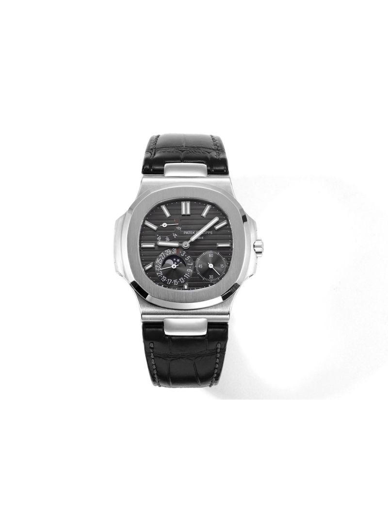 Patek Philippe 5712G Moon Phases - NAUTILUS Self-Winding Leather Strap Slate Gray