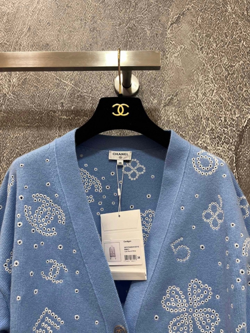 Chanel Limited Edition Hand-Embroidered Blue Cashmere Cardigan