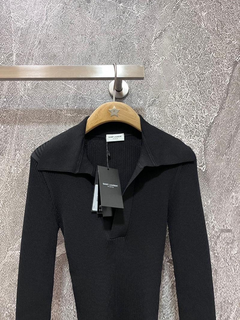 Saint Laurent YSL Polo Collar Knit Sweater