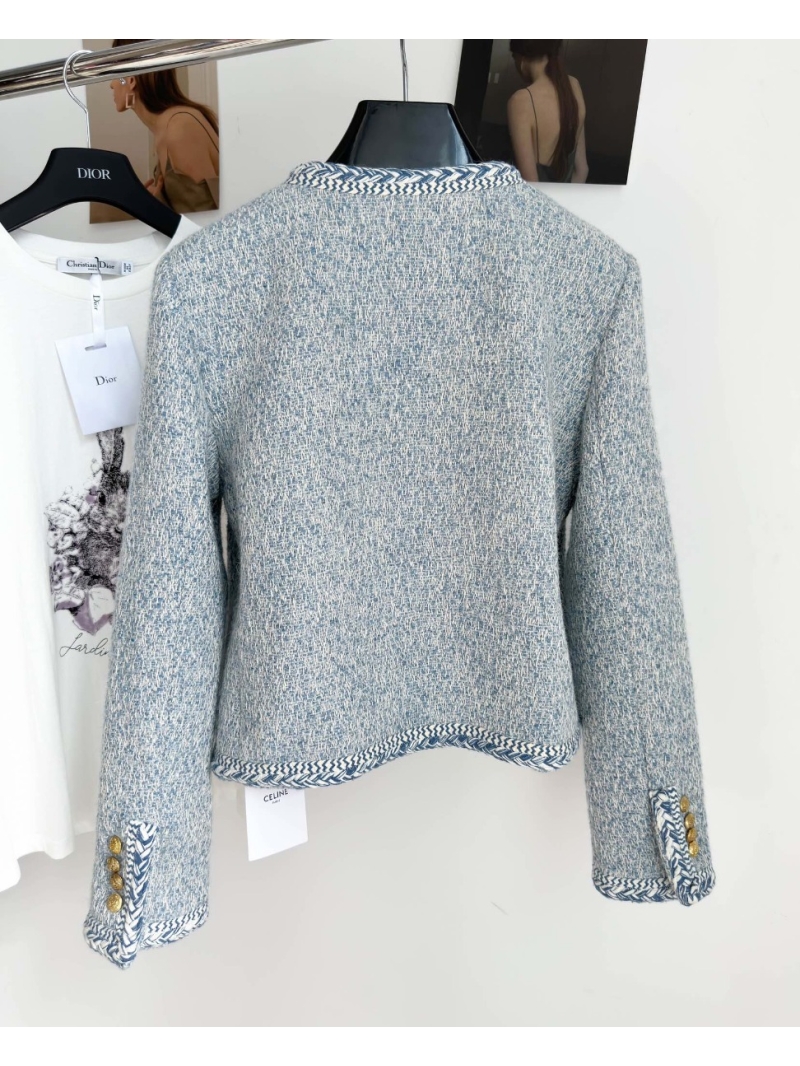 CELINE SS23 Knitted Wool Open Cardigan in Limited Edition Glacier Blue