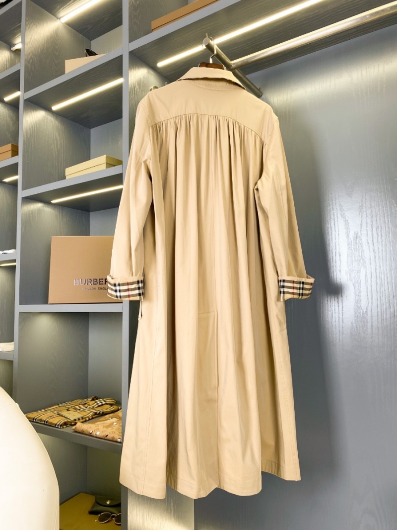 Burberry Pleated Gabardine Long Trench Coat