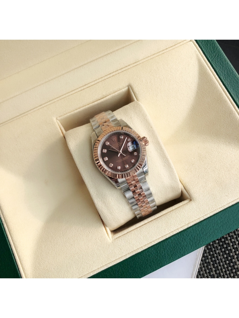 Rolex Women's Datejust 28mm with Genuine Diamonds Dark Grey with Rose Gold