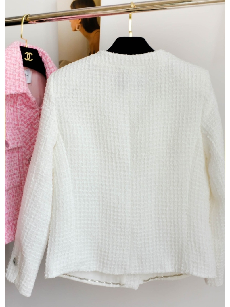 CHANEL 23C Tweed Coat with Waffle Texture
