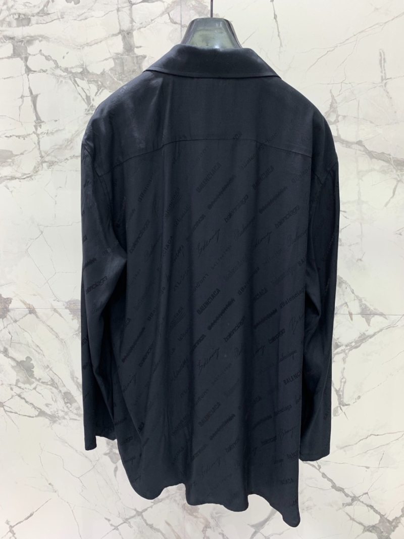 BALENCIAGA Paris 2024 New Satin Jacquard Logo Shirt Black