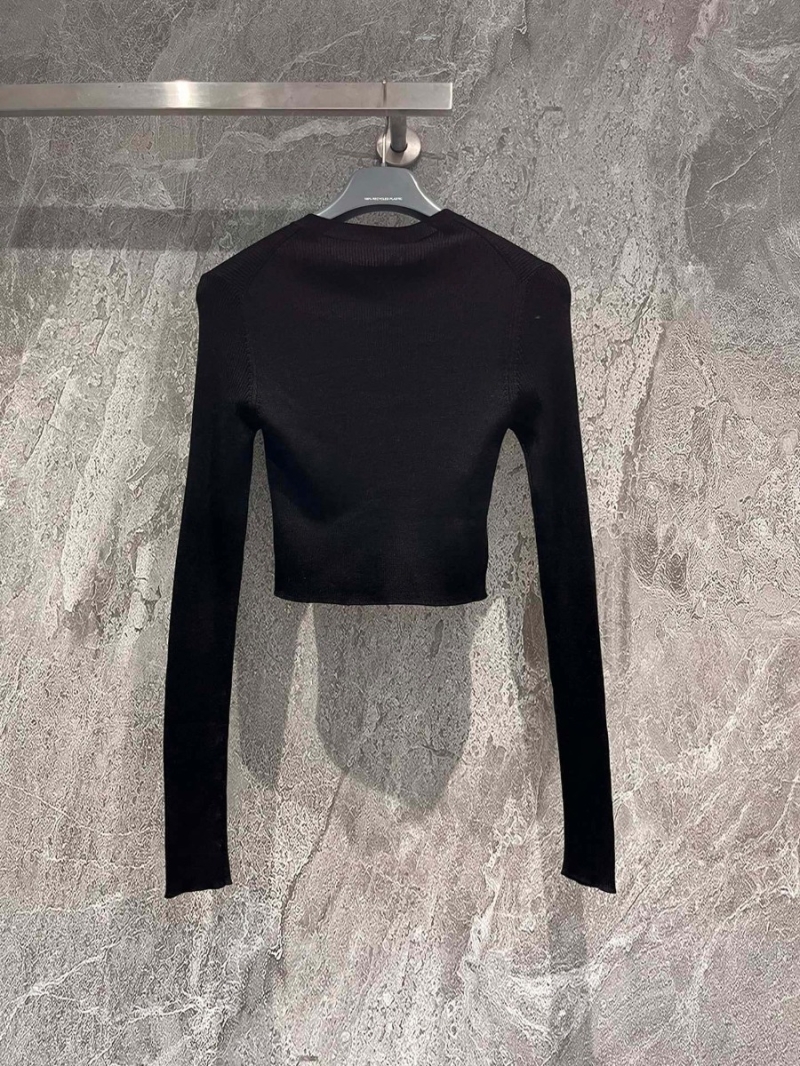 Prada Micro-Logo High-Waisted Knit Sweater Black