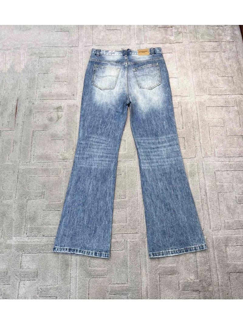 Balenciaga Men's Ice Blue Lightning Wash Flared Denim Jeans