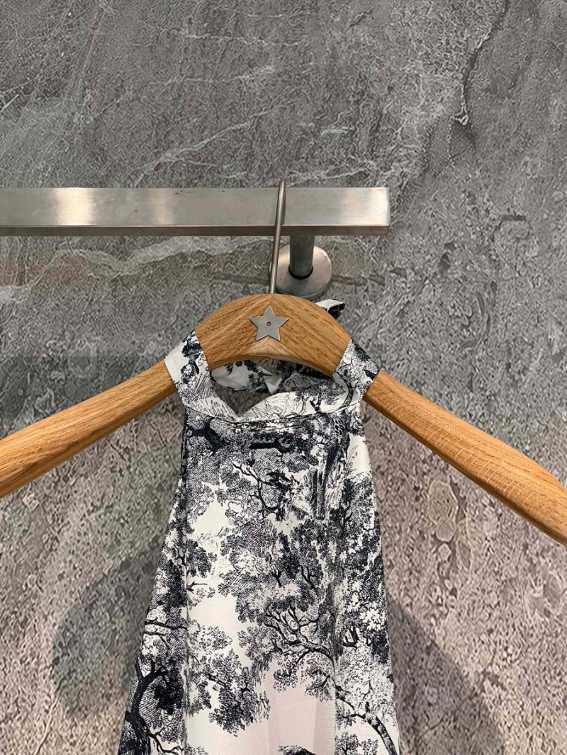 Dior Fall Riviera Collection: Sauvage Print Halter Neck Top. White Grayish