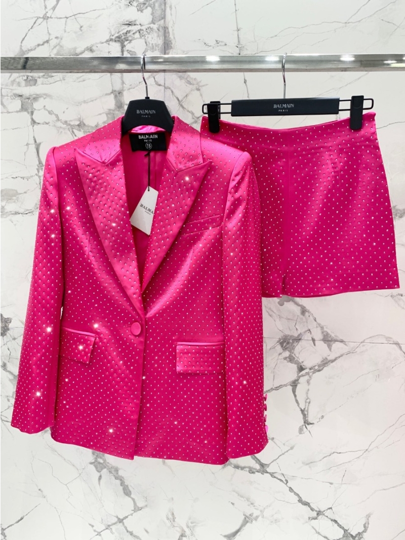 BALMAIN Classic Vintage Acetate Satin Rhinestone Shorts