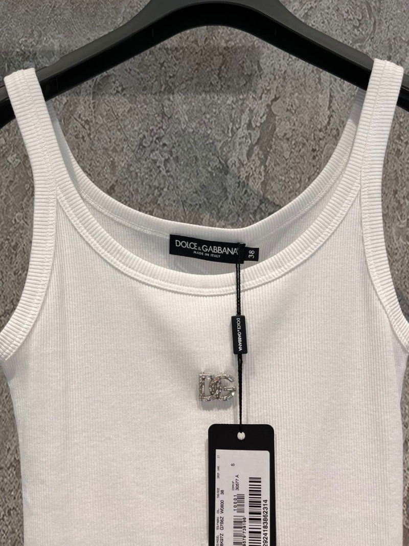 Dolce & Gabbana D&G Ribbed Tank Top with Metal Logo