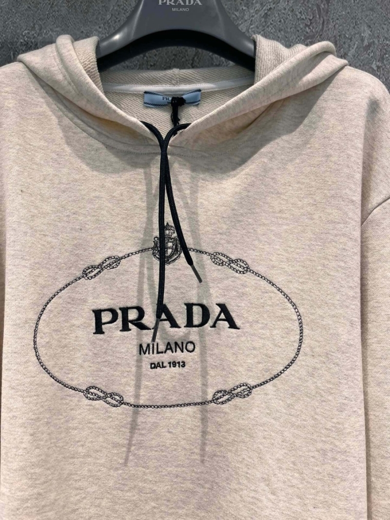 Prada Embroidered Logo Hooded Sweatshirt