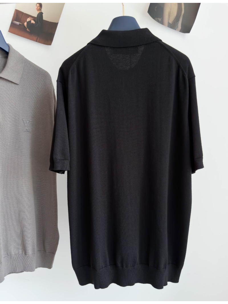 2023 Fall/Winter Louis Vuitton Cotton Velvet Short Sleeve Polo Shirt for Men Black