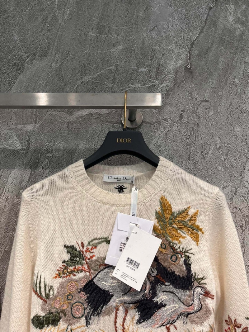 Dior Limited Edition Crane Embroidery Cashmere Sweater