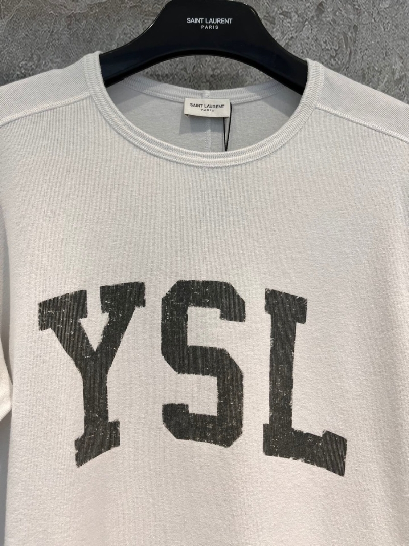Saint Laurent Vintage Crackle T-Shirt in Dyed Grey