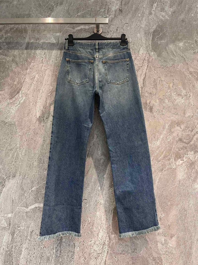 Louis Vuitton LV 'By the Pool' Collection Frayed Denim Jeans in Mediterranean Blue