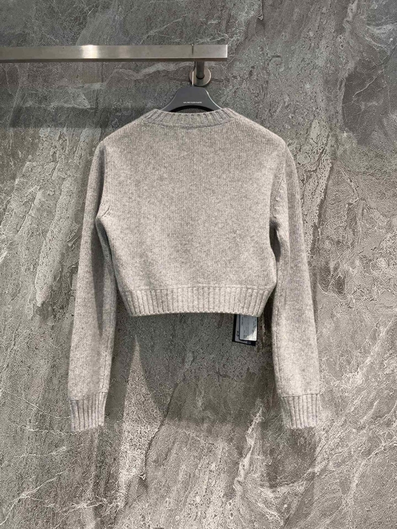 Prada High-Waist Cashmere Sweater in Grey