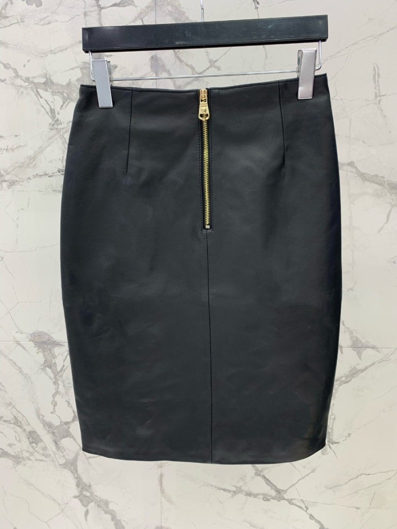 VERSACE 2023 New Sheepskin Leather Skirt with Medusa Gold Buckle
