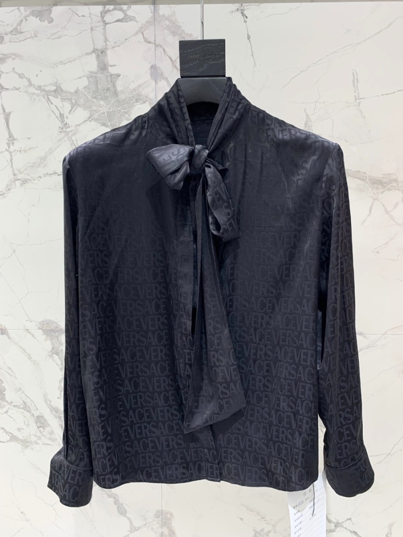 VERSACE 2023 Jacquard Letter Ribbon Shirt with Bold Prints