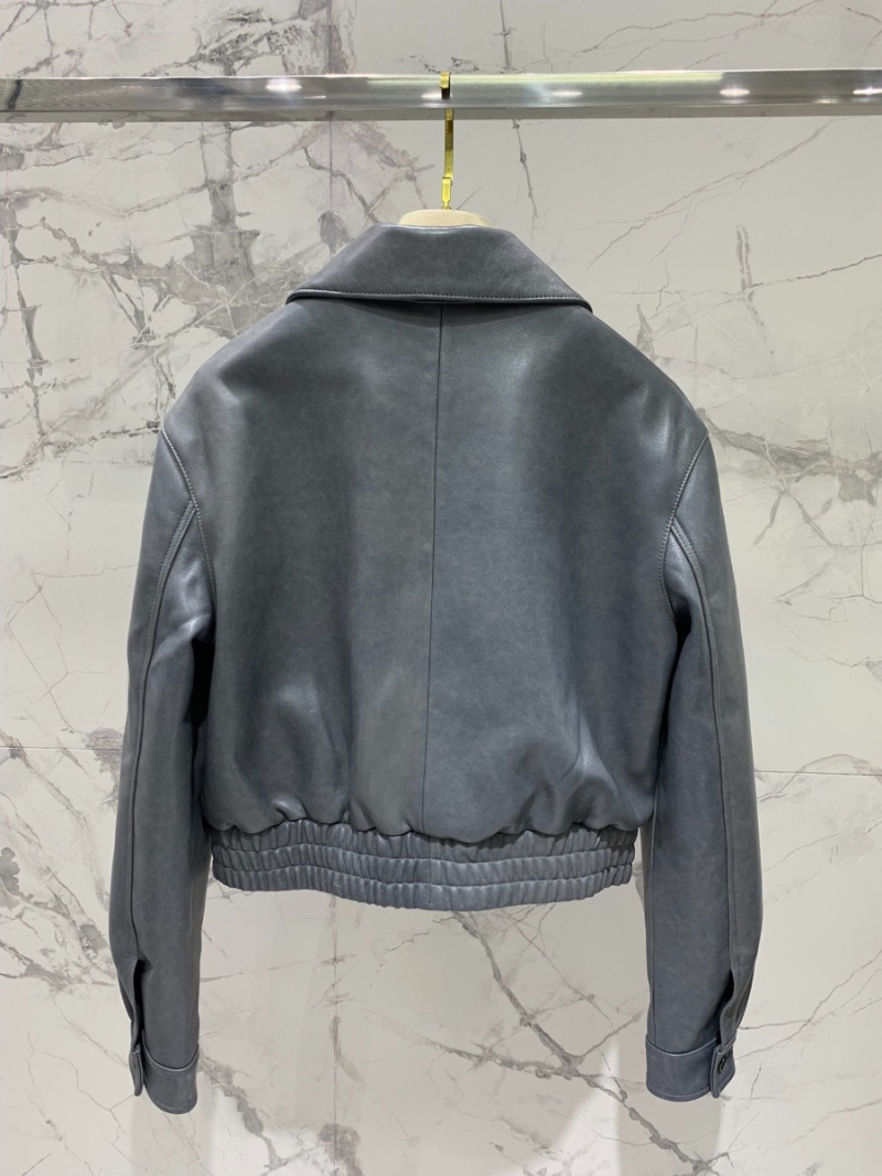 MIU MIU 2023 New Gray Leather Jacket