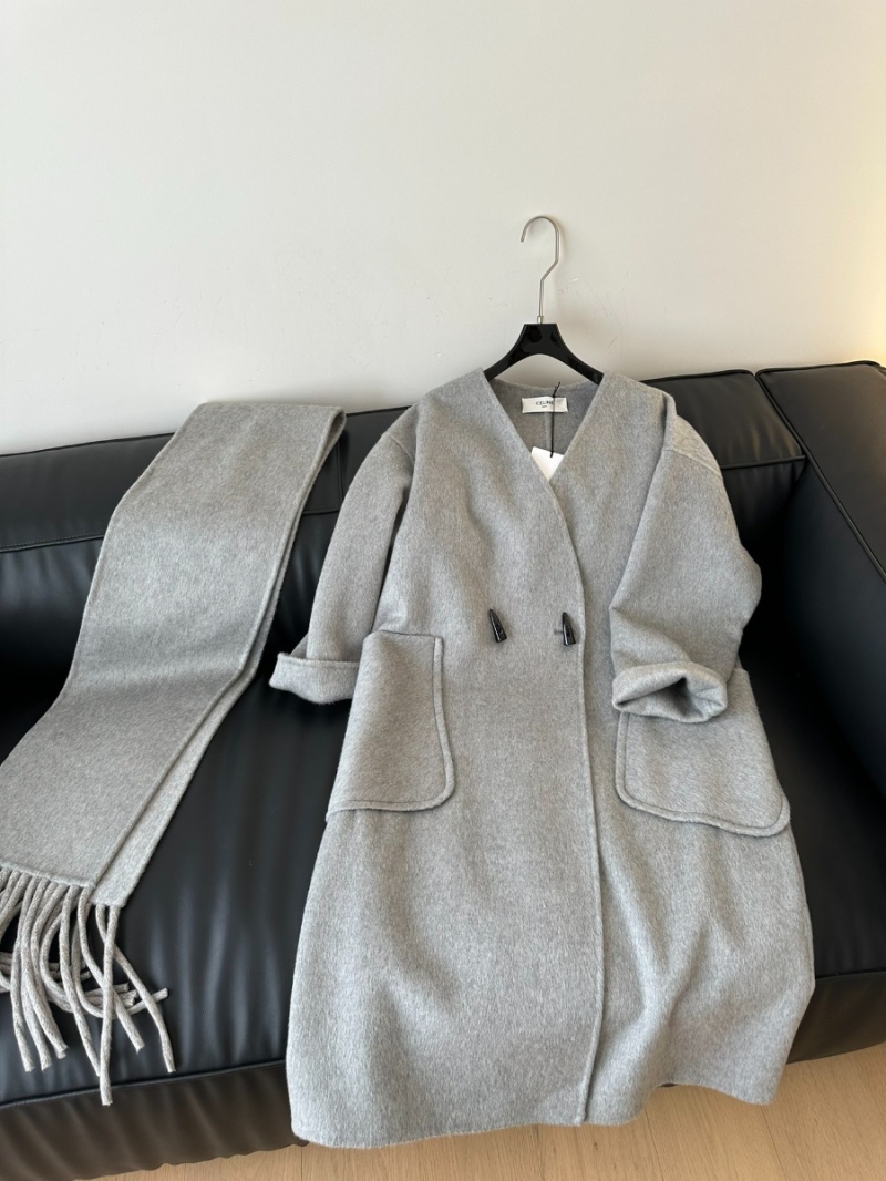 Celine 2023 FW Wool Coat with Bonus Scarf