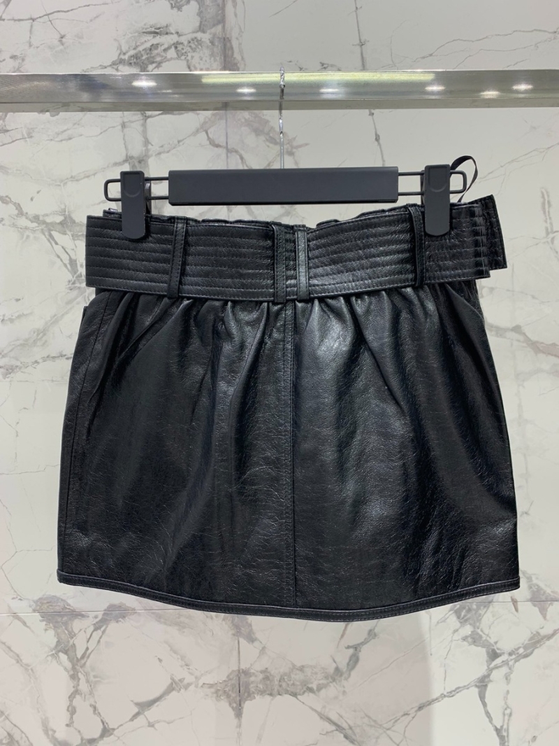 BALMAIN 2023 New Leather A-Line Skirt